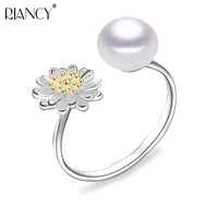 2017 fashion lovely flower pearl ring 925 sterling silvernatural freshwater pearl jewelry women birthday gift top quality
