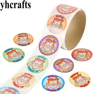 

1 Roll(100PCS)/LOT.Tooth Great check up paper sticker Diy toy Scrapbooking kit Craft material Kindergarten crafts Birthday gift