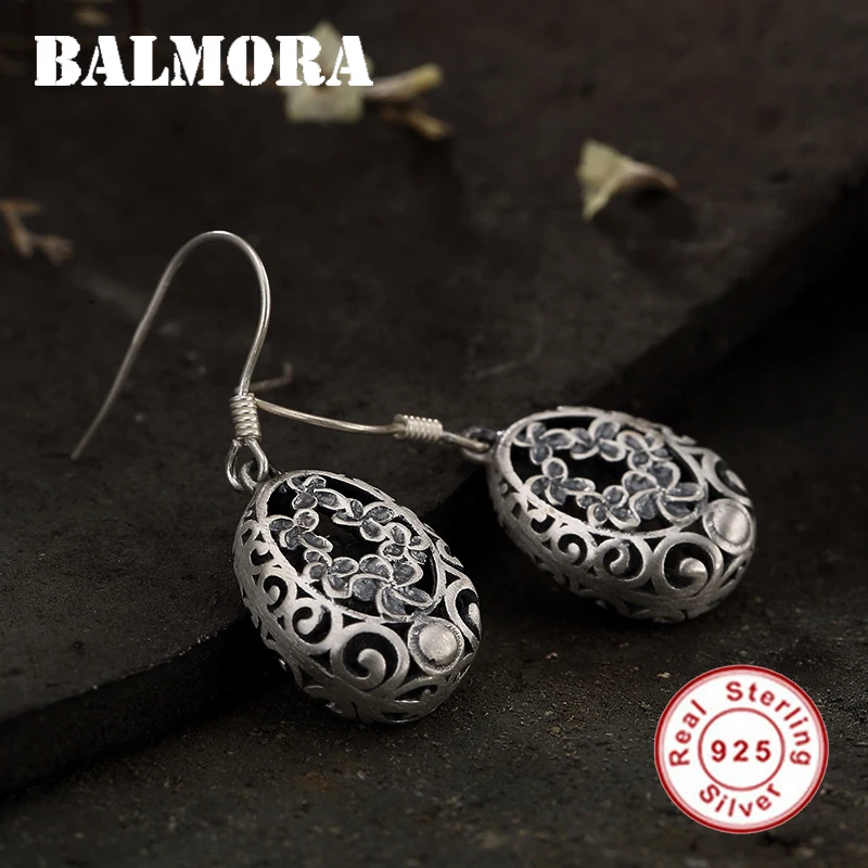 BALMORA, 925 пробы, серебряные, полые, вишневый цвет, висячие серьги для женщин, подарок матери, винтажное модное ювелирное изделие, Brincos JWE1049
