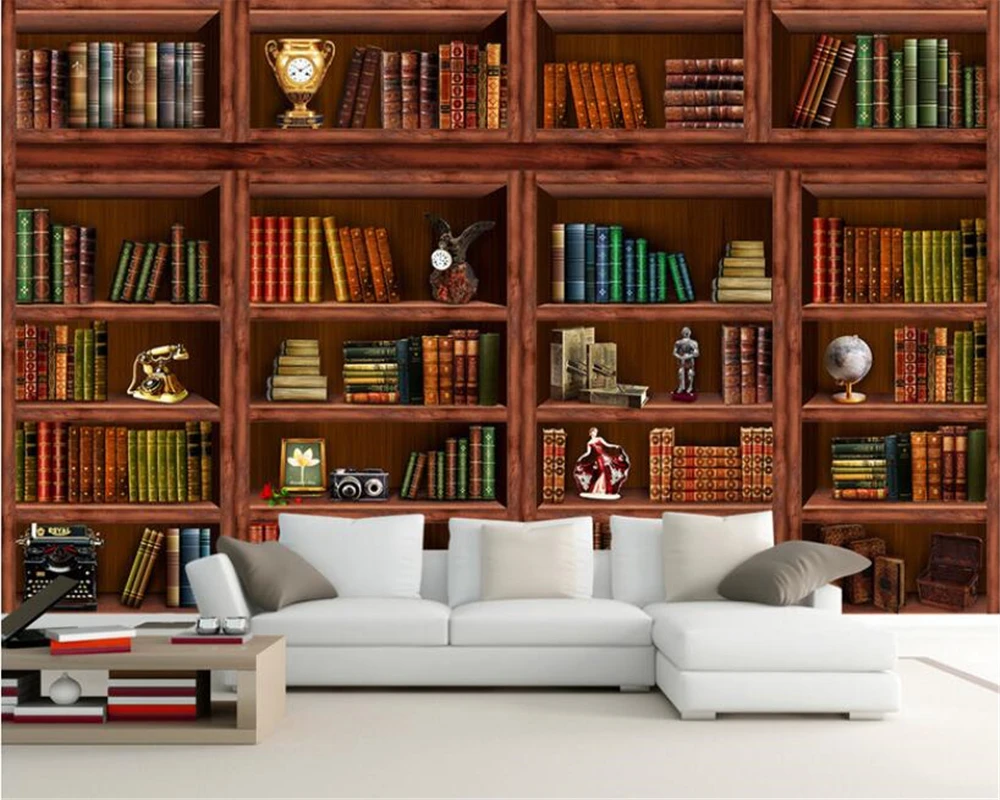 3D обои Beibehang для гостиной книжной полки книжного шкафа фона стен спальни