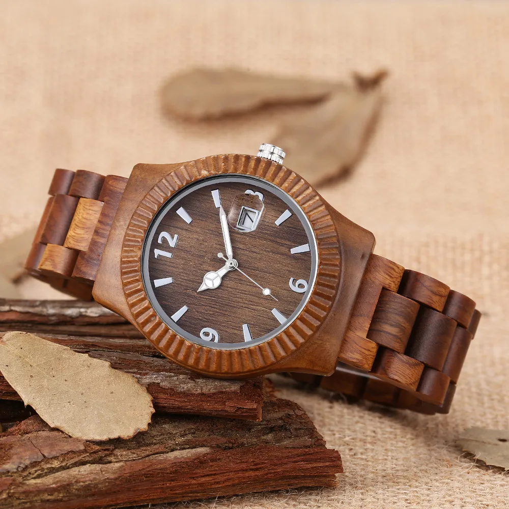 Топ Элитный бренд часы деревянные Часы Для мужчин наручные женщин зеленые с