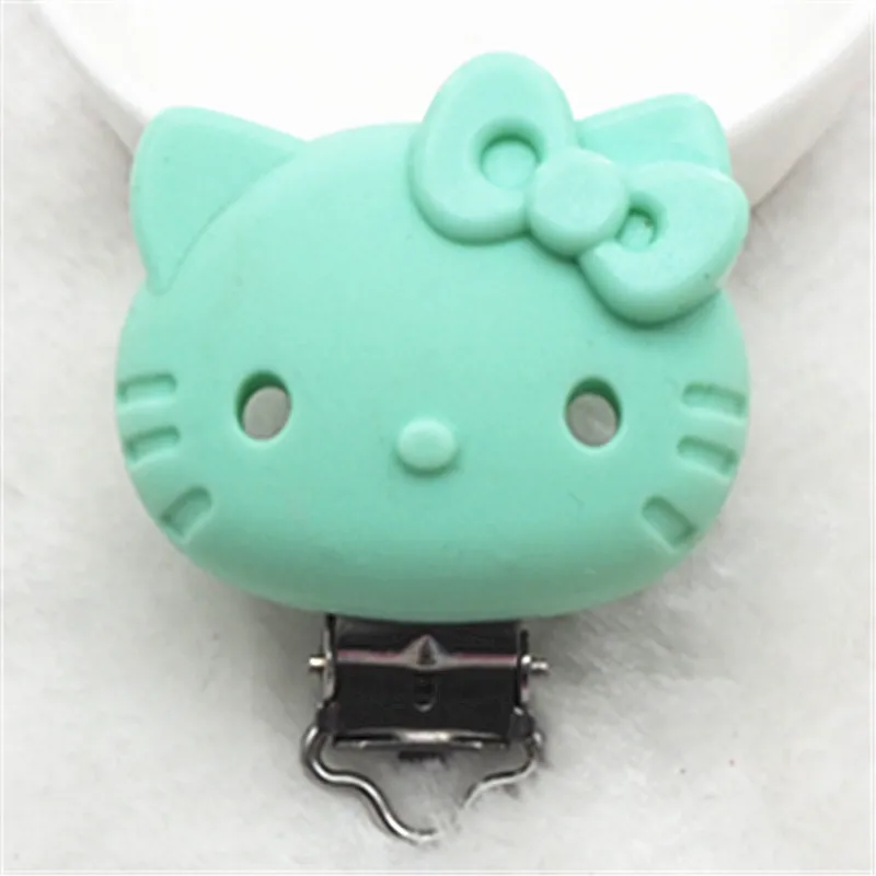 Chengkai 10 шт. силиконовые hello kitty грызунок с котом зажимы DIY Детские пустышки пустышка животное пустышка для младенца игрушка цепи клипсы BPA бесплатно - Цвет: Mint