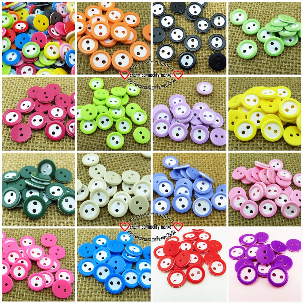 

100PCS 11MM Dyed RESIN 2-Holes kids buttons resin coat boots sewing clothes accessories brand button garment R-132
