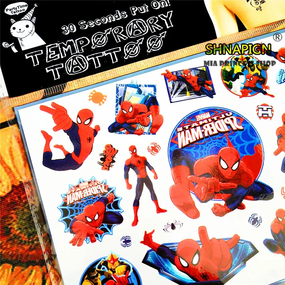 SHNAPIGN удивительные Spidey дети мальчик временная татуировка боди-арт флэш-тату стикер s 17*10 см водонепроницаемый поддельный стиль стикер стены