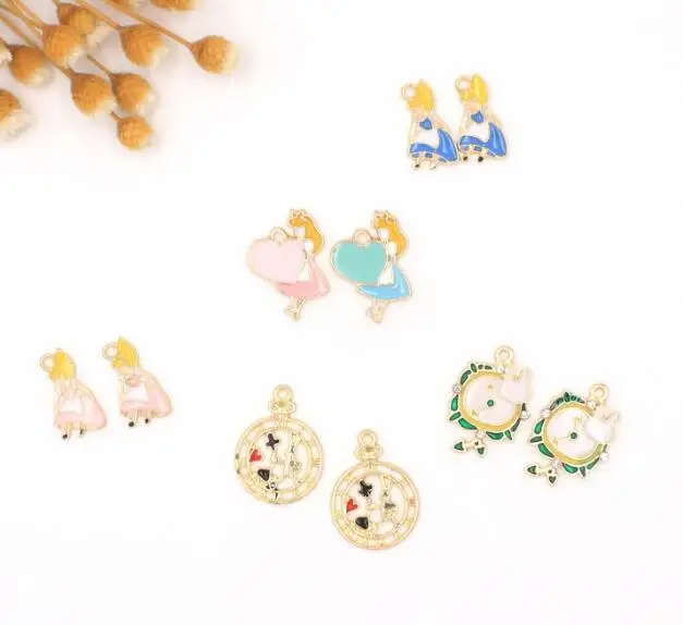 Новые 60 шт Алиса в стране чудес принцесса микс Серьги Ожерелье Подвески