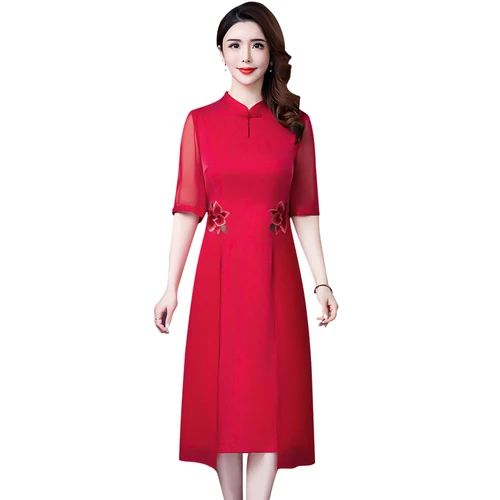 Женское шелковое платье Cheongsam элегантное большого размера Xxxxxl весна-лето 2019 |
