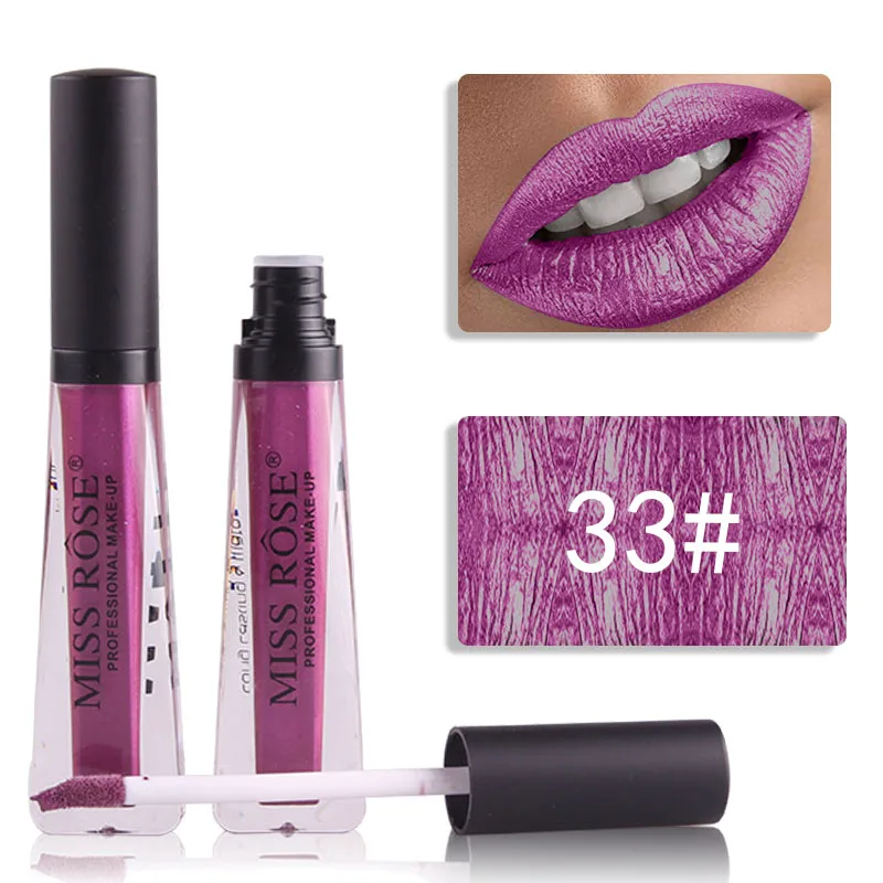 Мисс Роуз shimmer lip краски 12 видов цветов водонепроницаемые долговечный металлический блеск для губ Алмазный Блеск жидкая помада MS107