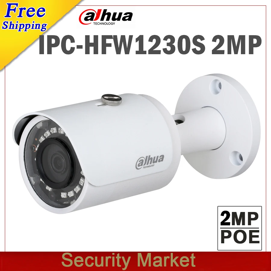 dahua английская версия IPC-HFW1230S 2MP Мини Пуля сетевая камера CCTV IP с POE IR 30 м DH-IPC-HFW1230S