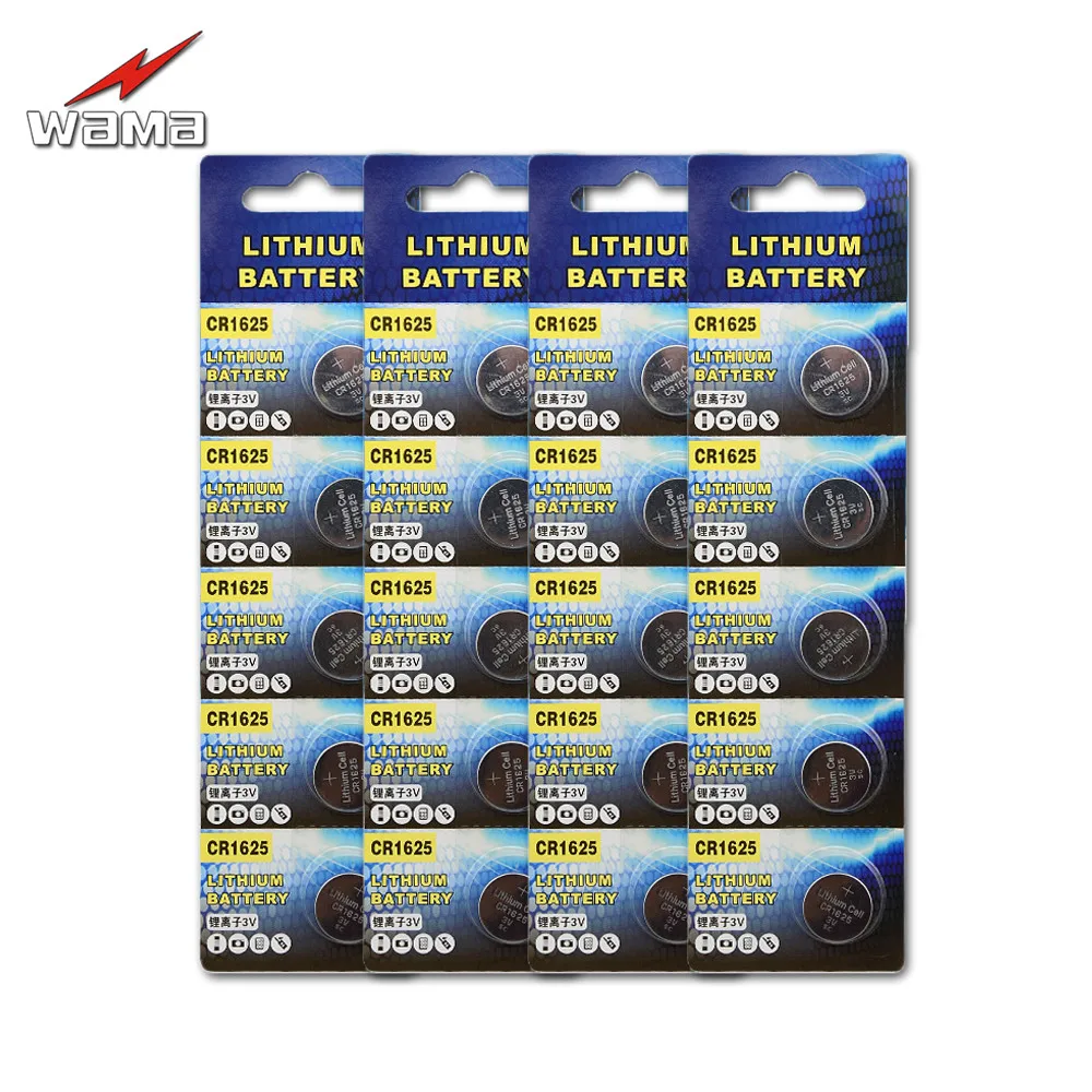 20 штук/4 шт Wama CR1625 батарейка кнопочного типа 3 в ячейки заменить BR1625 ECR1625 LM1625 литий 3D очки монета Батарея OEM Прямая доставка