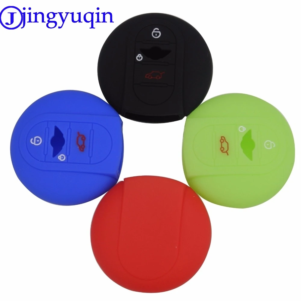 

jingyuqin 10ps Silicone Car Key Holder Bag For BMW Mini Cooper F56 F55 F54 Cover Reduce Damage Key Case 2 Buttons