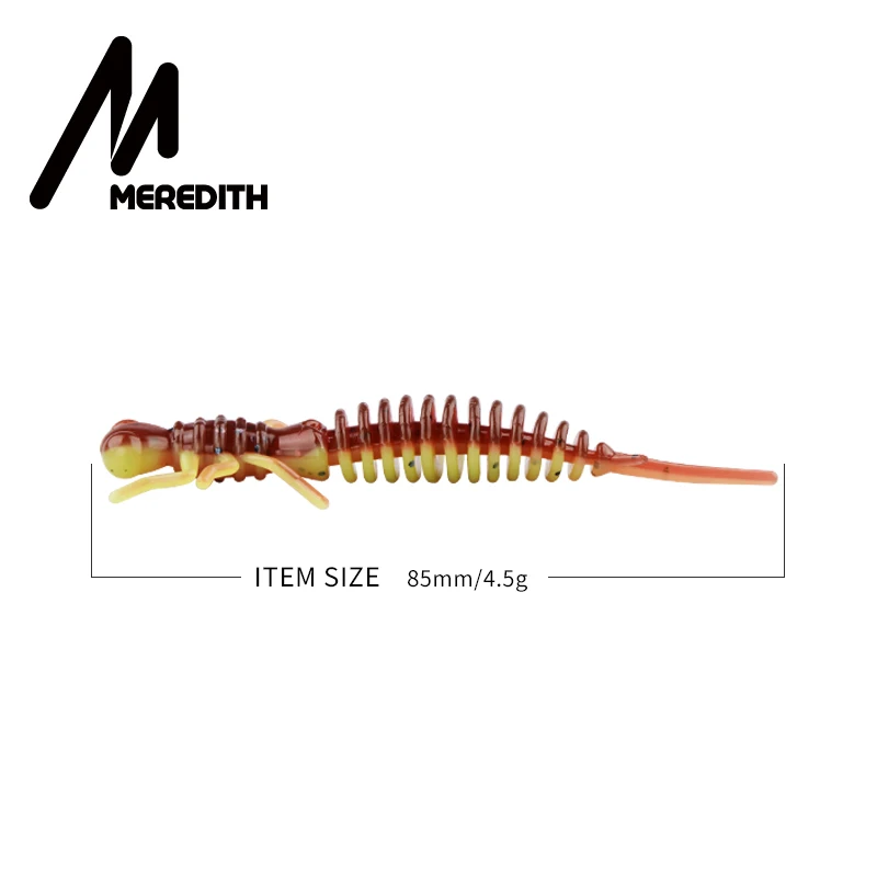 MEREDITH 85 мм, 4 шт., мягкие приманки для рыбалки, искусственные рыболовные червь, личинка, силиконовые приманки для ловли щуки, гольян, пластиковые приманки
