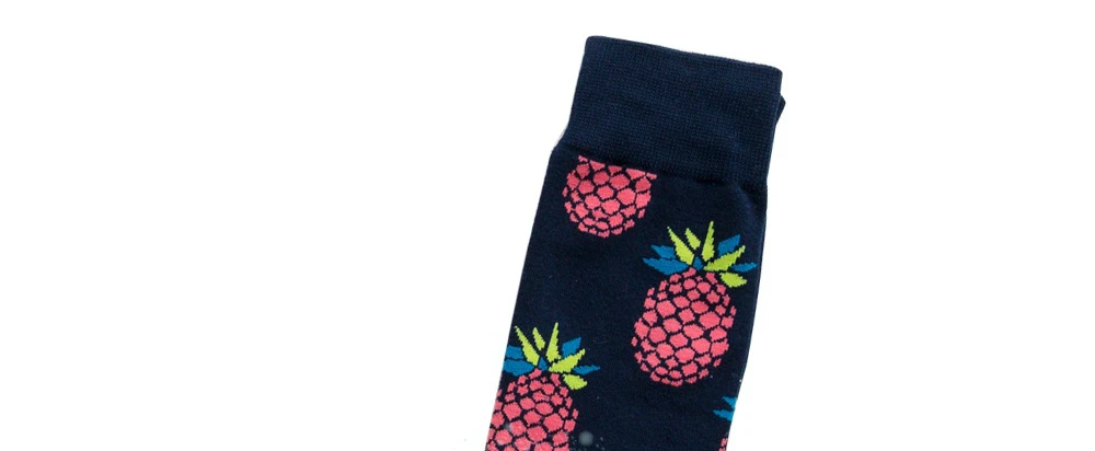 pineapple Мультяшные фруктовые морепродукты животные геометрические полосатые цветные носки мужские забавные носки в стиле Харадзюку хип-хоп - Цвет: pineapple