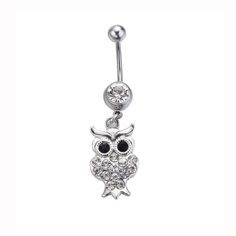 5 цветов каваи Циркон Сова серебряное женское кольцо пупка Анти аллергия