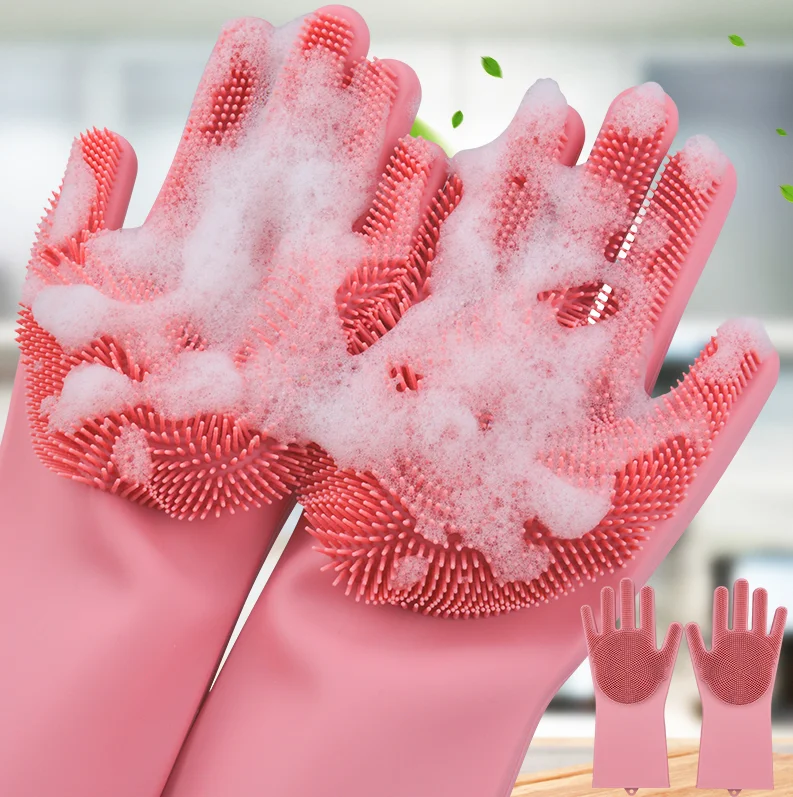 Кухонные силиконовые чистящие перчатки волшебные моющиеся для посуды легко