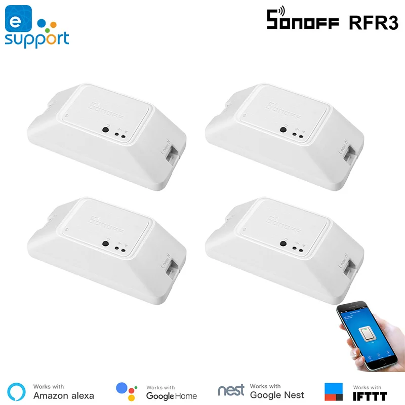 4 шт. Sonoff RF433 WiFi переключатель 433 МГц Sonoff RF R3 WiFi переключатель дистанционного управления Alexa iftt Google Home совместимый RFR3