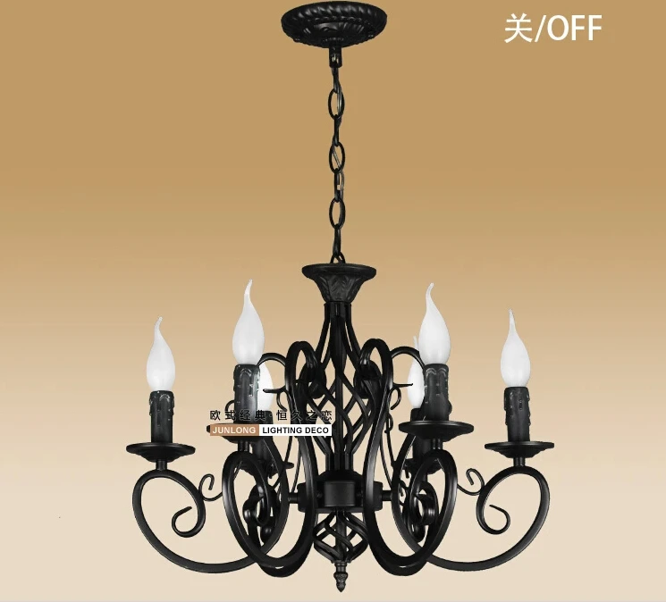 Европейская мода винтажная Люстра потолочная лампа 6 свечей Освещение Железный