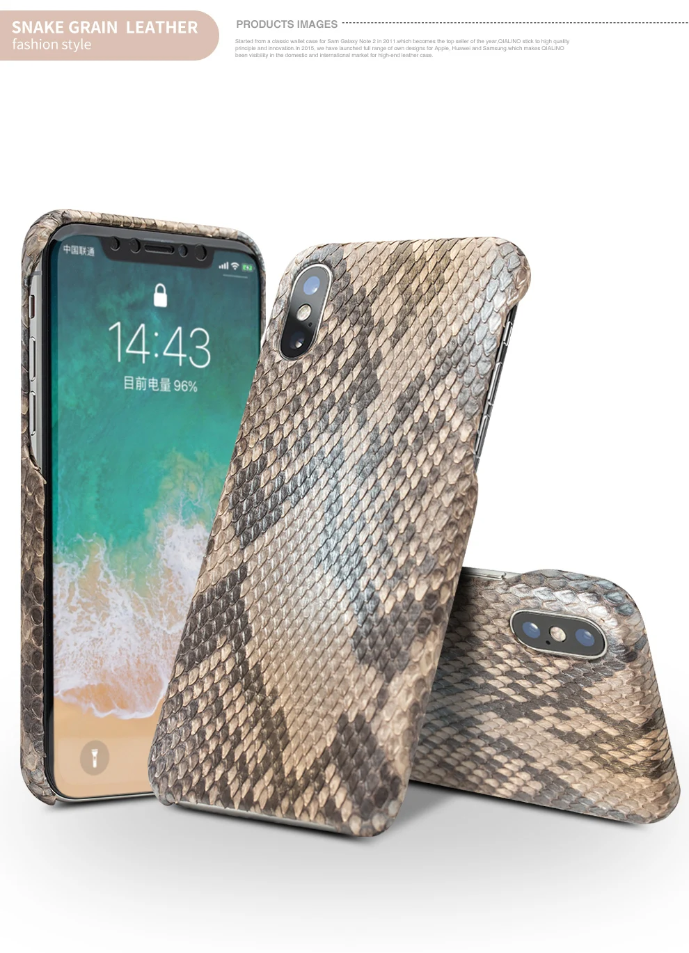QIALINO роскошный изготовленный на заказ чехол из натуральной кожи питона для iPhone X Ультратонкий чехол для телефона для iPhone X для 5,8 дюймов