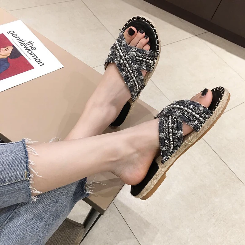 Wellwalk Espadrille шлёпанцы для женщин женская обувь на плоской подошве с перекрестными