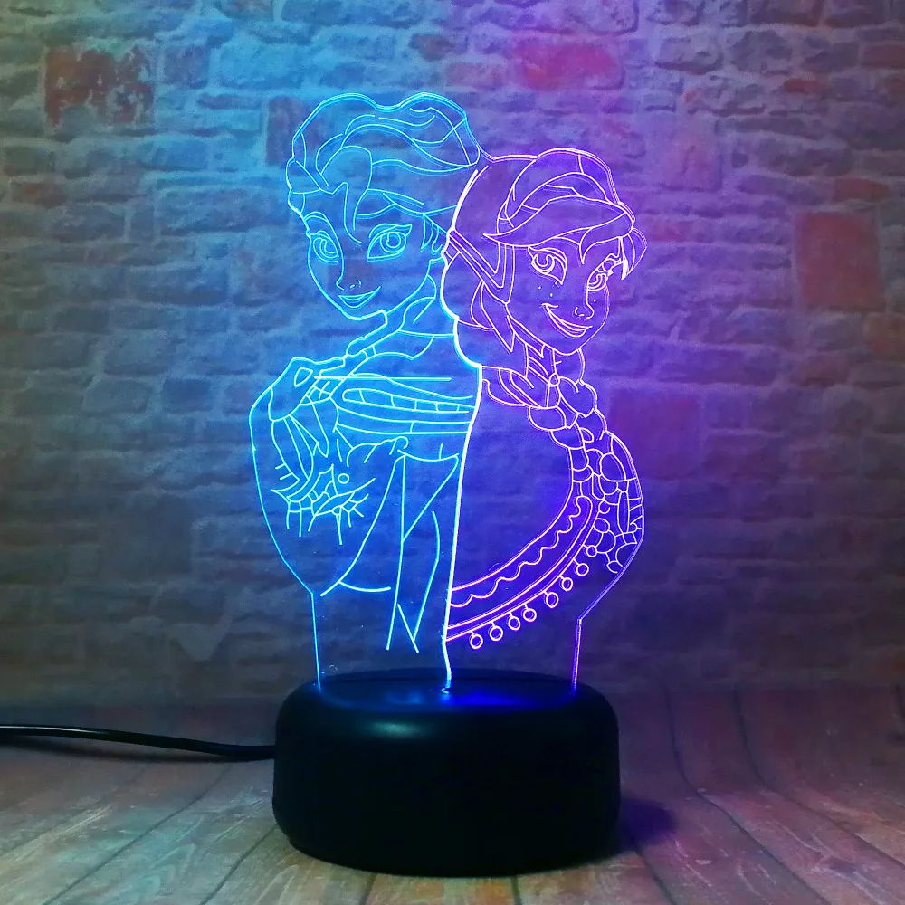 Новый Снежная королева принцесса Эльза Анна фигурка 3D смешанный Ночной
