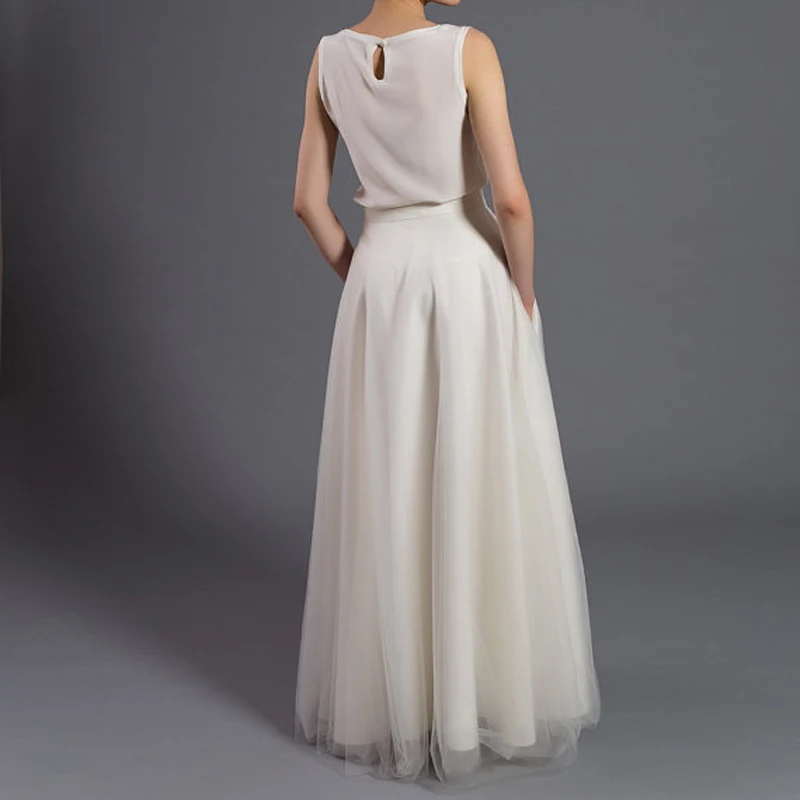 2016 элегантные длинные юбки из Мягкого Тюля с карманами Высококачественная юбка