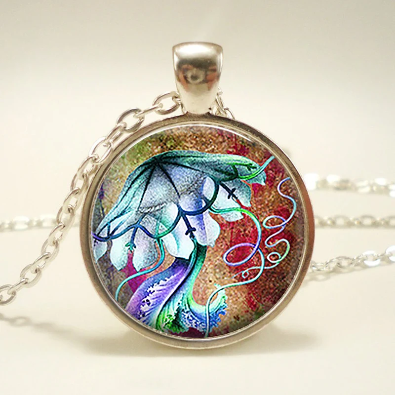 Psychedelic подвеска Медуза медузы смолы кулон ожерелье с Медузой ювелирные изделия