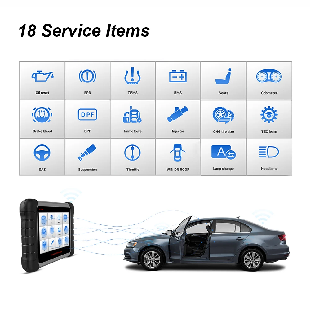 Autel MaxiCOM MK808 BT OBD2 автомобильный диагностический инструмент Автомобильный сканер диагностические функции EPB/IMMO/DPF/SAS/TMPS сброс