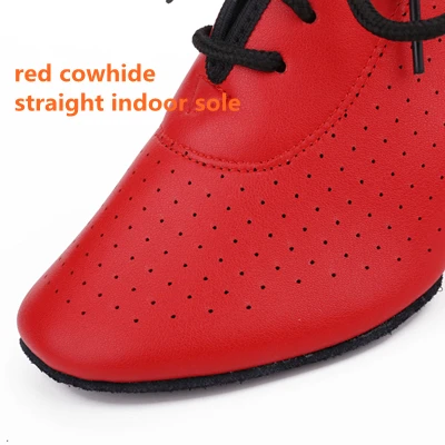 Women's Leather Latin Dance Shoes Ballroom Dancing Shoes Soft Sole Sailor Dance Shoes Adult Practice Dance Shoes Of Cloth - Цвет: red straight indoor