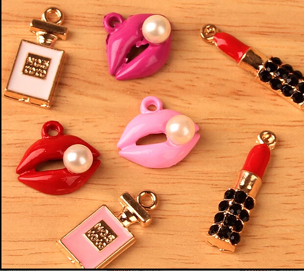 Personalized jewelry accessories diy lips lipstick perfume bottle alloy hair hairpin material oil drop charm | Украшения и