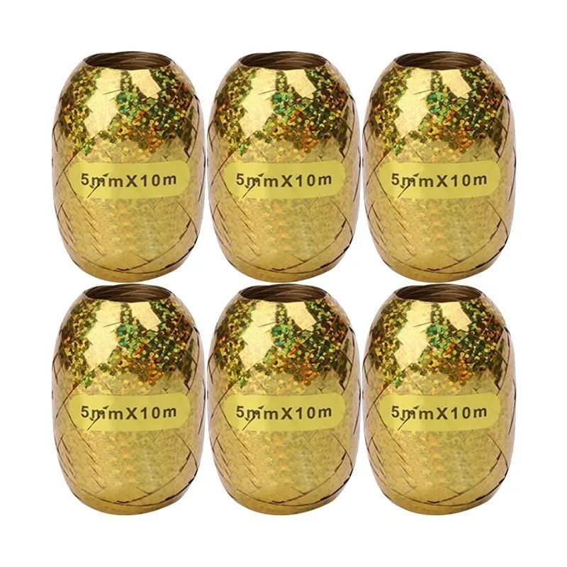 6PCS Gold Ribbon 1 шт. 22 дюйма градиентный цвет 4D диско Гелиевый шар Радуга день рождения и свадьба украшения реквизит для фотосессии для детского душа - Цвет: 6PCS Gold Ribbon