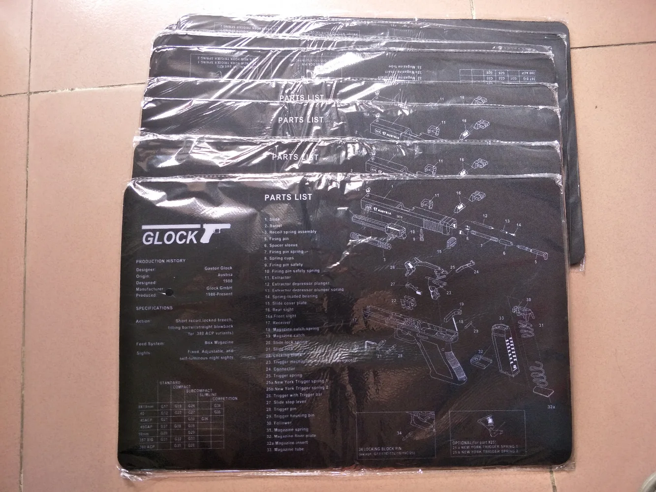 Резиновый коврик для чистки пистолета Glock водонепроницаемый нескользящий с