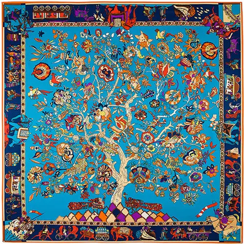 D601-2 Дышащий этнический стиль цветок слон шаблон Леди саржа большой квадратный шарф дизайнерские бренды люксовые женские пляжные полотенца шейный платок - Цвет: D601-2