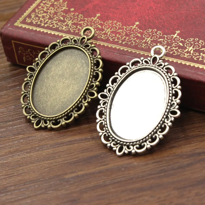 

Fit 18x25mmFashion Bronze Cameo/Glass/Cabochon Frame bezel Base Setting, DIY-Accessory Pendant Tray 29x39mm 50pcs/lot