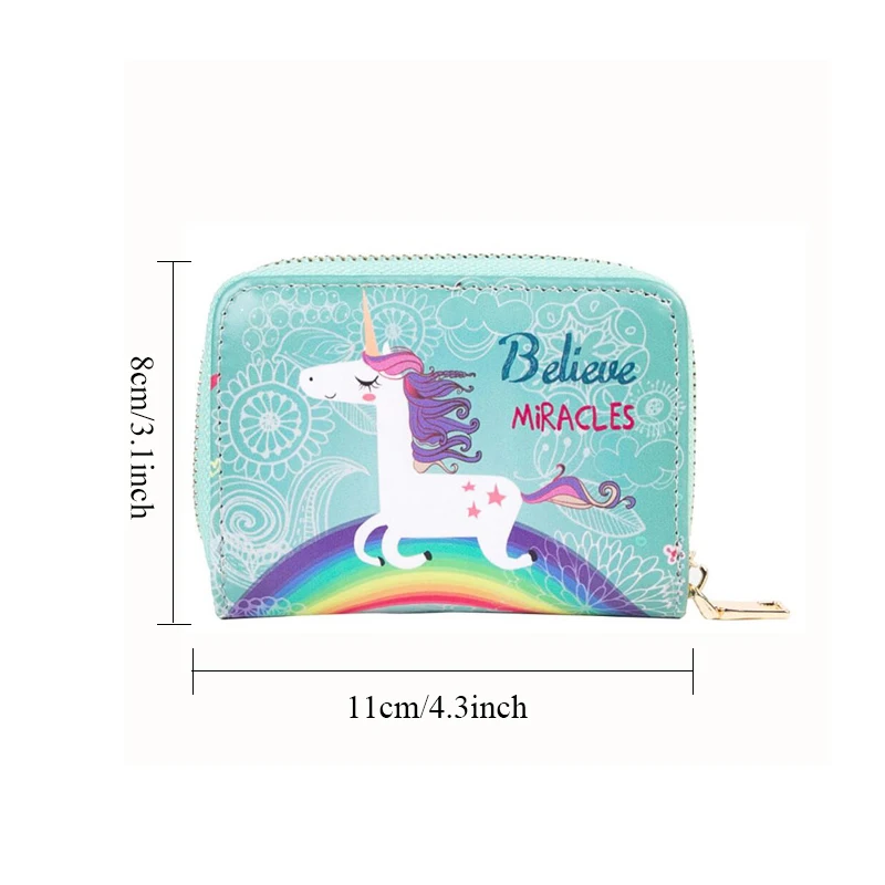 

BONAMIE Fashion Lady Luxury Short Credit Card Holder Lovely Unicorn Flamingo Pineapple Sloth Pttern RFID Print Wallet Card Bag