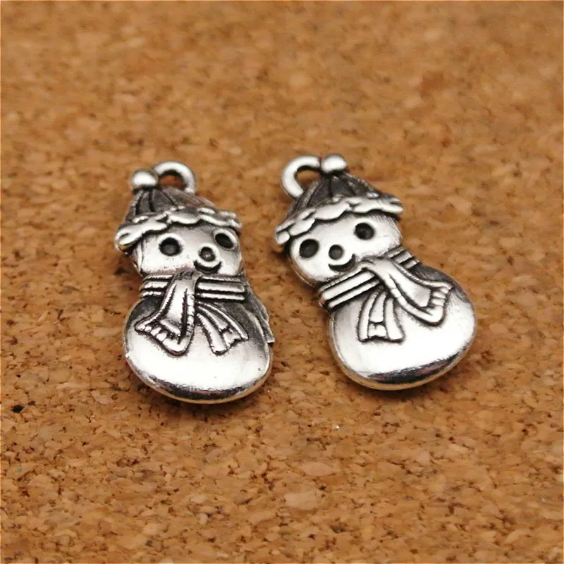 

100pcs/lot Vintage Metal Bronze Christmas Charms Snowman Pendants for Jewelry Making 19*10MM