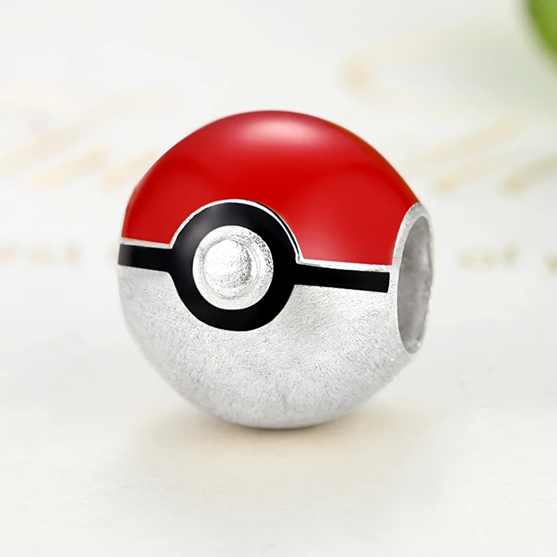 Подлинный 925 пробы Серебряный покебол Покемон красная Эмаль шарик Шарм Fit Pandora
