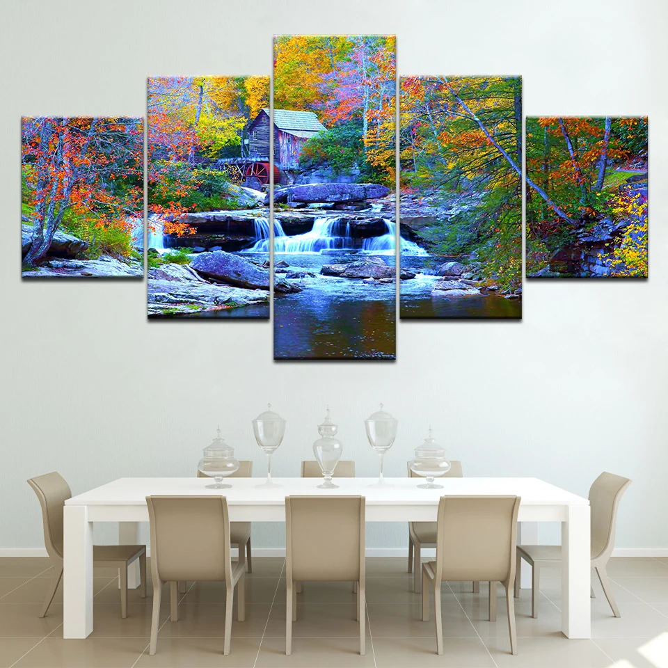 5 панель модульного Wall Art Картины художественное украшение для дома крик водопад