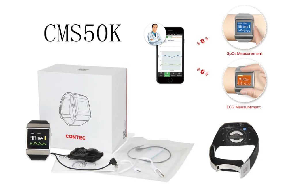 Contec 3 в 1 монитор SpO2 ЭКГ PedometecWireless Bluetooth носимый цифровой Пульсоксиметр шагомер и