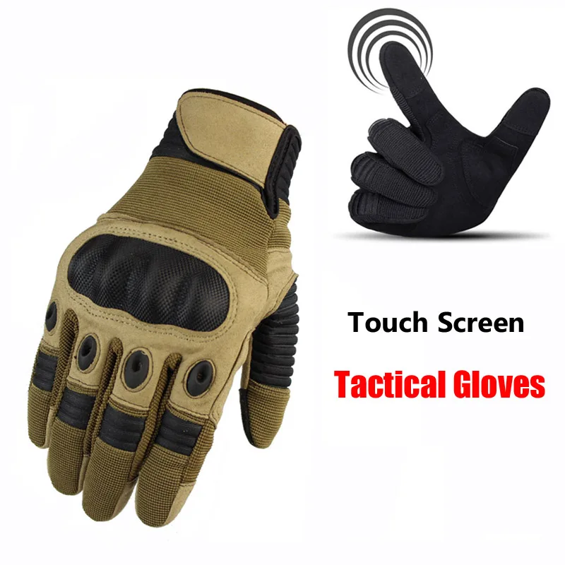 Outdoor Tactical Gloves Touch Screen Full Finger Hiking Camping Cycling Sports Military Men's Protection 3 Colors | Спорт и