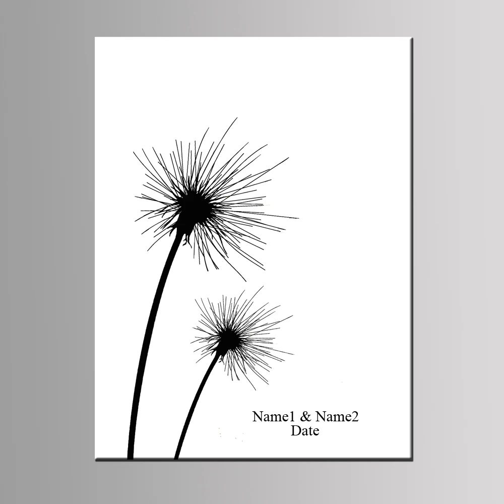 Пользовательское имя Дата Печать холст Гостевая книга черный Одуванчик
