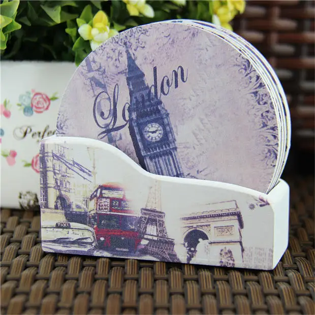 6 шт./компл. цветные деревянные подставки в европейском стиле коврики для