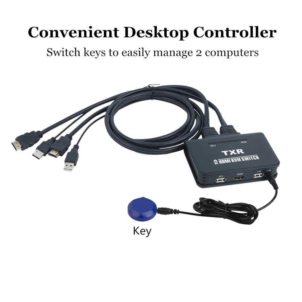 2 порта USB + HDMI KVM переключатель с кабелями мышь и клавиатура совместное устройство