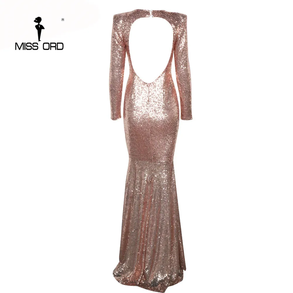 Платье MISSORD 2020 сексуальное с длинным рукавом и блестками | Женская одежда