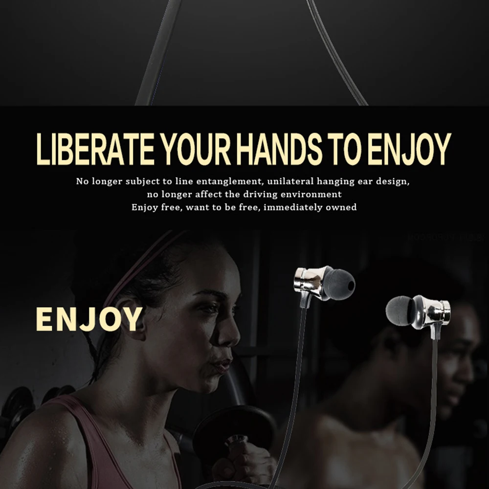 Wireless Bluetooth Earphones Metal Magnetic Stereo sports Bass Cordless Headset Earbuds With Microphone Earphones for all phone