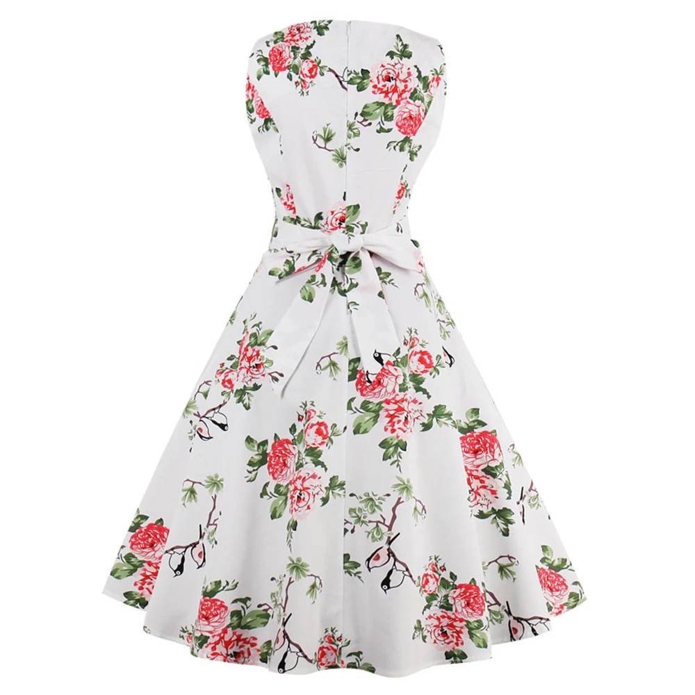 Joineles размера плюс 4XL женское ретро платье 50s 60s Винтаж рокабилли Свинг Feminino Vestidos Фламинго цветочный принт вечерние платья