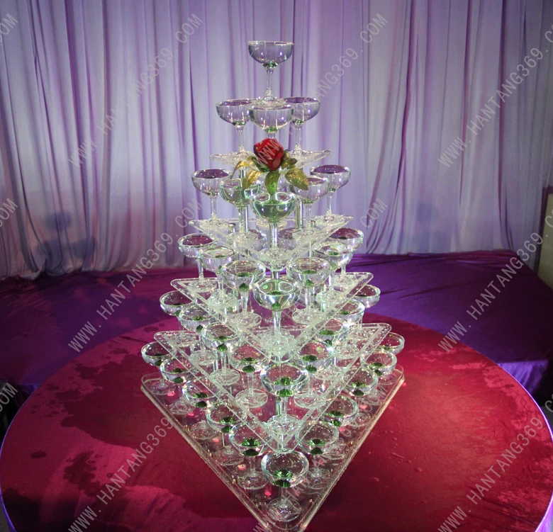 

Five tier arcrylic champagne tower Luxury Hotels Dessert Aircraft cup Stand Banquet champagne tower wedding decoration
