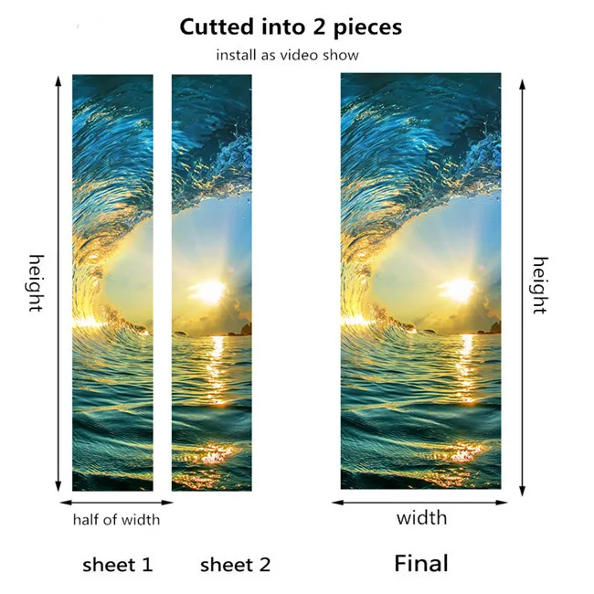 039-cutted into 2pcs Наклейки на дверь в скандинавском стиле, простые 3D визуальные декоративные наклейки на дверь для гостиной, ванной комнаты, обои с естественным пейзажем - Цвет: 039-cutted into 2pcs