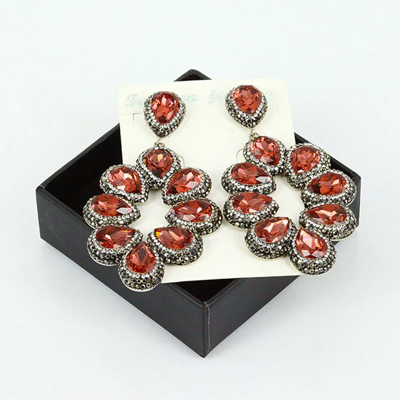 6 Colors Full Of Crystal Drop Earrings for Women Long Earring Luxury Hyperbole High Quality Statement Jewelry | Украшения и