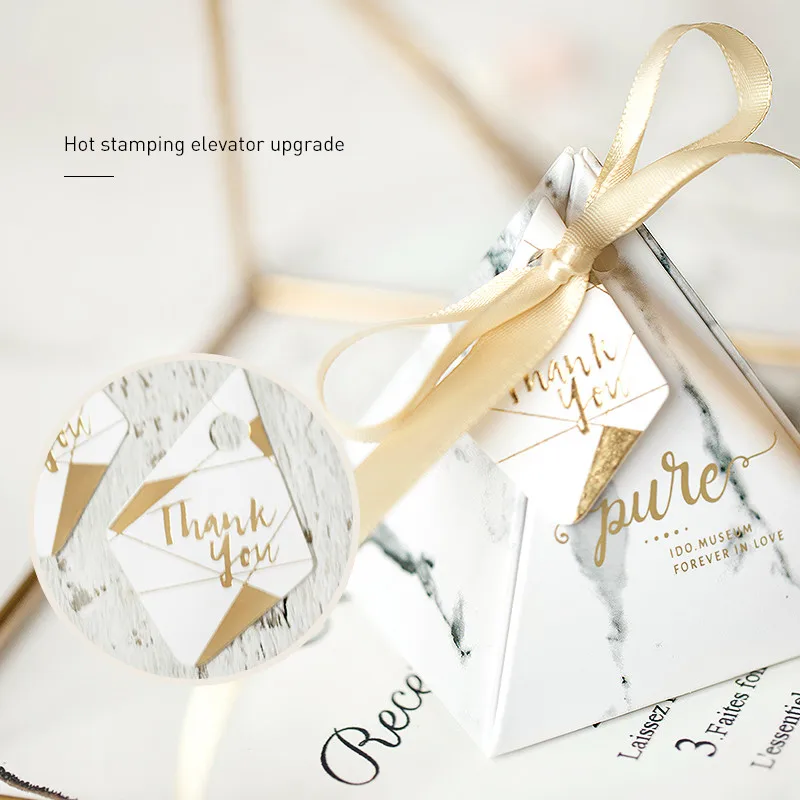 Es With Tags Ribbons Wedding Gift Cases Wedding Party Favor Gift Box Triangular Sweet Boxes Supplies