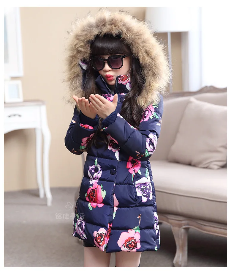 

New Children Winter Coats For Girls Clothes Thick Warm Down Jackets For Girls Coat Long Style Cotton Outerwear For Kids Jacket