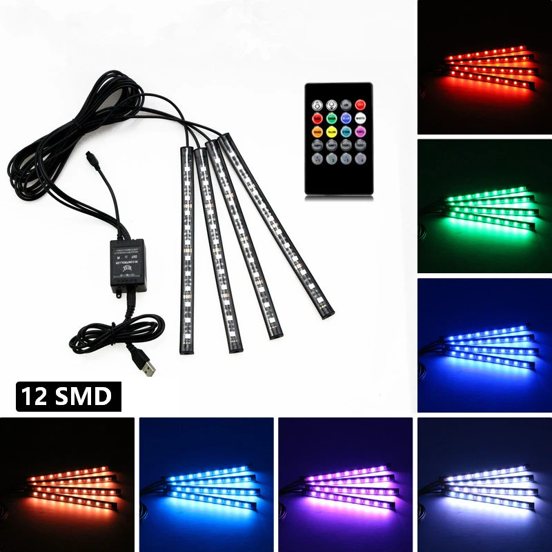4X Автомобильная RGB Светодиодная лента 12 светодиодных лент цветные автомобильные
